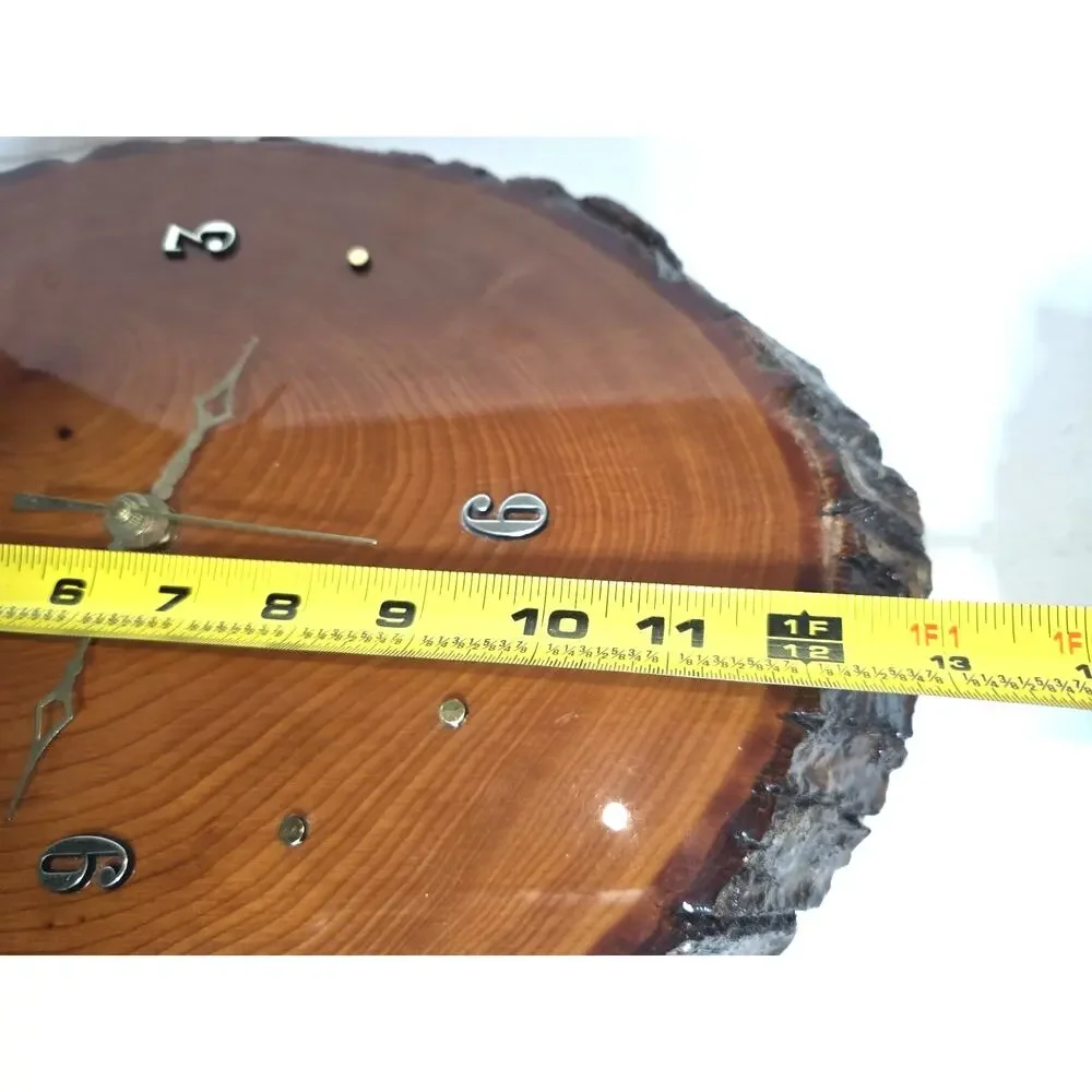 Vintage Natural Live Edge Wood Slab Wall Clock Handcrafted Tested Works